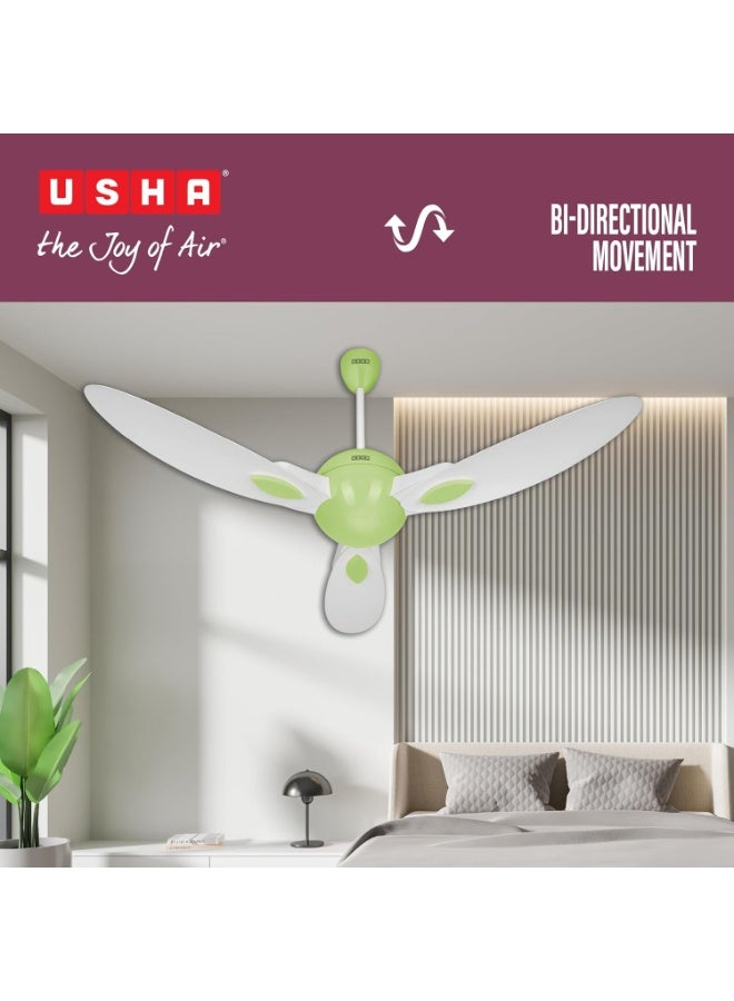 أوشا USHA New Bloom Series Plumeria (Inspired by Plumeria) BLDC Ceiling Fan with Bi-Directional Feature | Sleep/Boost/Timer Modes | RF Remote | Whisper-Quiet | Dust-Resistant (white & Light Green) - Image 2
